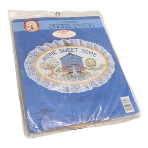 Colortex "Home Sweet Home" Stamped Cross Stitch Kit‎ Vintage DIY Needlecraft Kit